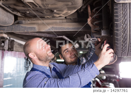 Two man fixing car Two man fixing car 14297761