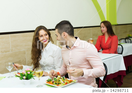 Portrait of people having a dinner at restaurant Portrait of people having a dinner at restaurant 14298711
