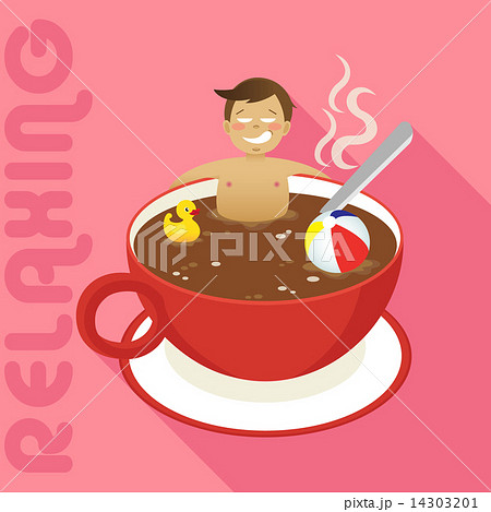 man in red cup of hot coffee 14303201