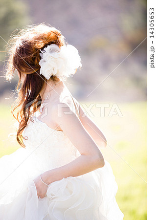 花嫁の後ろ姿の写真素材