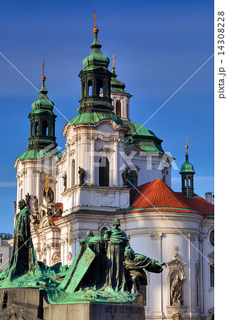 Detail of Baroque St. Nicholas' Cathedral on the Oldtown Square in Prague 14308228
