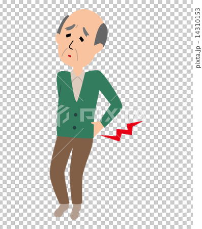 An elderly man suffering from low back pain 14310153