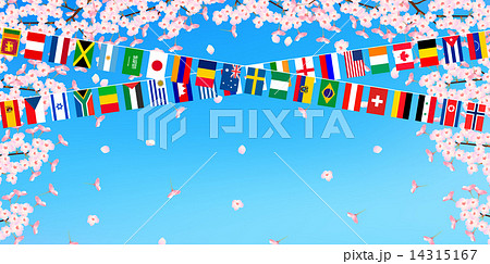 国旗 運動会 空のイラスト素材
