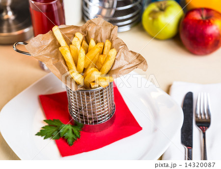 Restourant serving dish for child`s menu - stick potatos roast f Restourant serving dish for child`s menu - stick potatos roast f 14320087