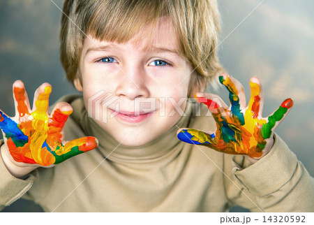 hands painted  in colorful paints 14320592