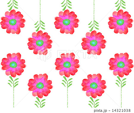 花 花模様 柄 花柄 植物 ツル 蔓 イラスト 水彩 手描き 赤色 かわいい ピンク 葉 プレ のイラスト素材 14321038 Pixta