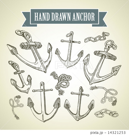 Hand drawn anchor. Set of vector illustrations Hand drawn anchor. Set of vector illustrations 14321253