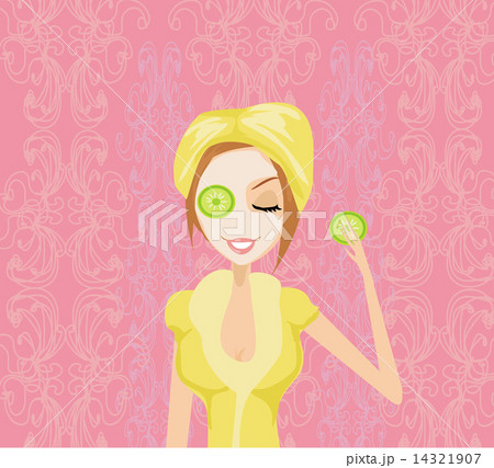 Cute woman applying moisturizer Cute woman applying moisturizer 14321907