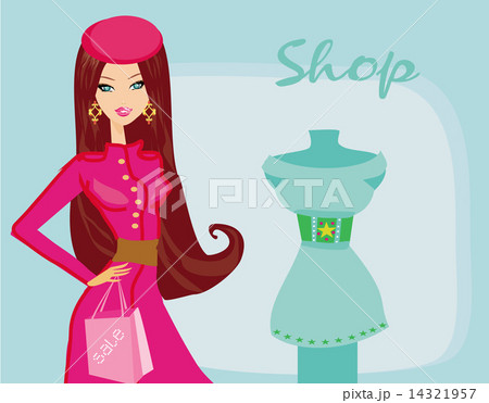 fashion girl Shopping illustration 14321957