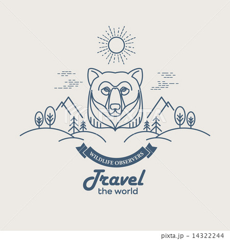 Wild animals. Flat line illustration 14322244