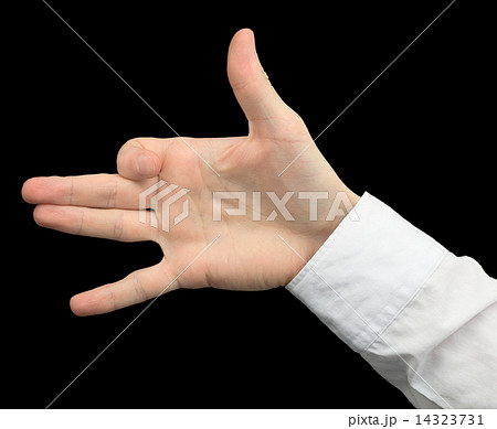 Hand emitting a dog on black Hand emitting a dog on black 14323731