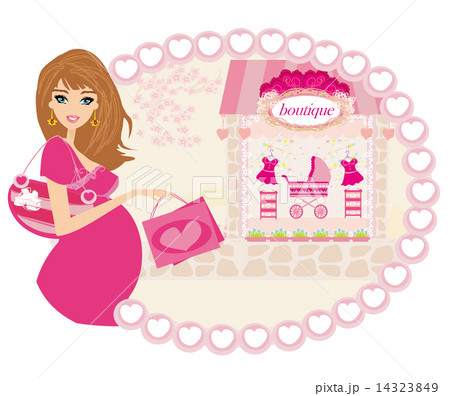 Beautiful pregnant woman on shopping for her new baby Beautiful pregnant woman on shopping for her new baby 14323849