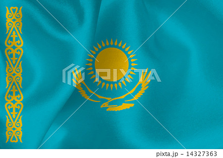 カザフスタン 国旗 旗のイラスト素材