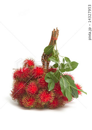 asian fruit , Fresh rambutan with leaf 14327953