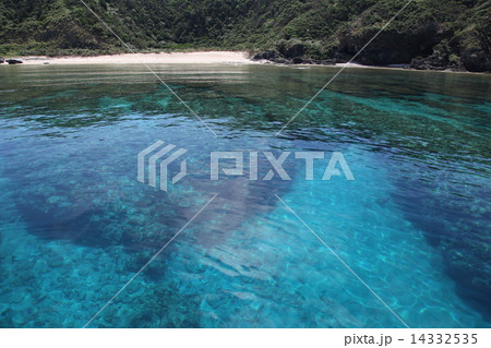 沖縄県　慶良間諸島国立公園　儀志布島　南国　南の島　海　スキューバダイビング　沖縄離島　渡嘉敷島　無人島　沖縄の景色　ケラマ諸島　水面　海遊び　沖縄観光　沖縄ダイビング　ダイビング沖縄　沖縄旅行 14332535