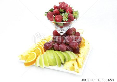 plate of ripe fruit on a white background 14333854