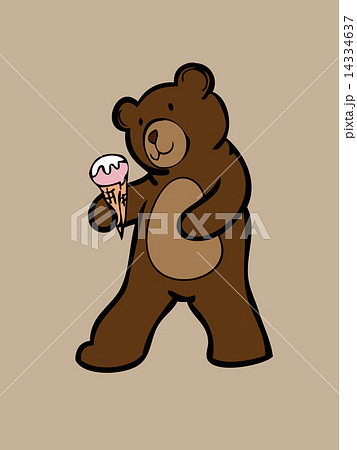Brown bear and strawberry ice cream cone 14334637