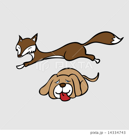 ライフルペーパー　ドッグデイズ　犬のイラストの絵 The quick brown fox jump over lazy dogのイラスト素材