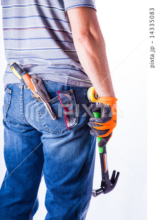 man's back with tools 14335083