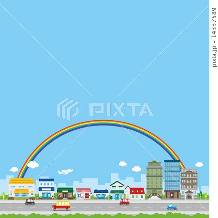 建物 車 街 都市 虹 風景のイラスト素材 14337589 Pixta