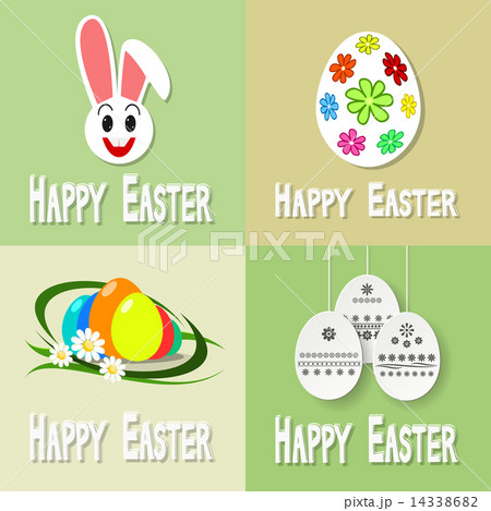 Happy easter cards illustration with easter eggs and easter bunny Happy easter cards illustration with easter eggs and easter bunny 14338682