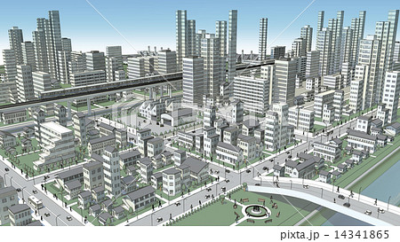 市街地の鳥瞰図の3d Cgのイラスト素材