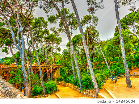 the park Guell at Barcelona in Spain. HDR the park Guell at Barcelona in Spain. HDR 14345004