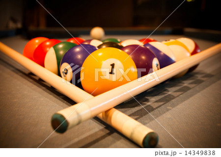 Billiard balls on pool table 14349838
