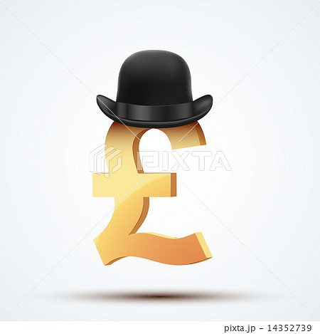 Symbol of the english pound in bowler hat. Symbol of the english pound in bowler hat. 14352739