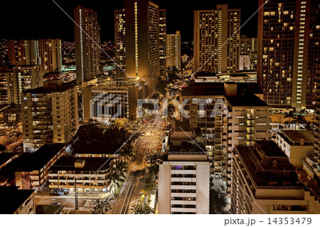 A night aerial view of Honolulu, Hawaii A night aerial view of Honolulu, Hawaii 14353479