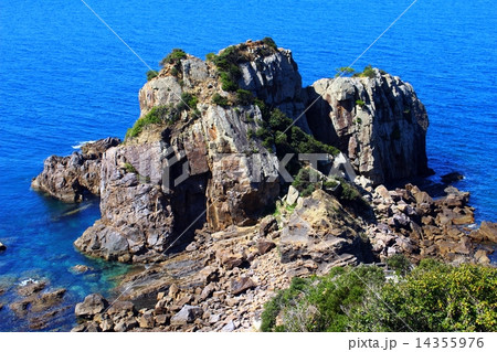 鬼海ヶ浦展望所の奇岩の写真素材