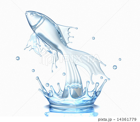 Water Splash In Form Of Jumping Fishのイラスト素材