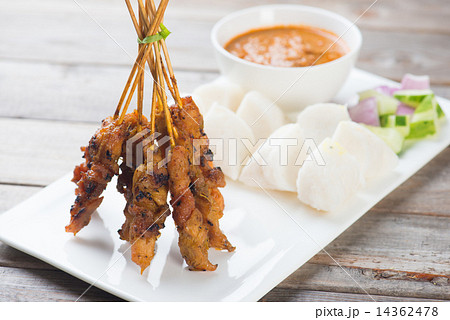 chicken satay shot from top down chicken satay shot from top down 14362478