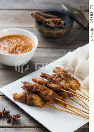 chicken satay shot from top down chicken satay shot from top down 14362479
