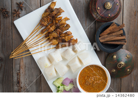 chicken satay shot from top down 14362480