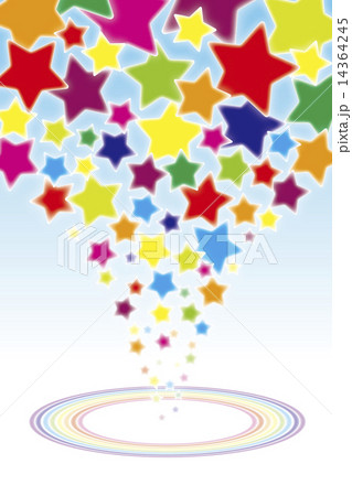 背景壁紙素材 虹の輪 虹 虹色 レインボー 七色 流れ星 星 スター 星柄 星屑 銀河 星雲 のイラスト素材