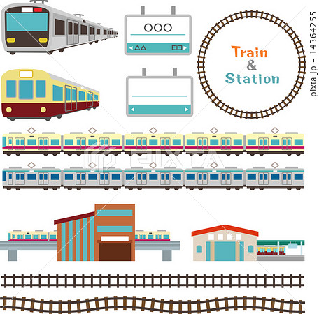 電車と駅の素材のイラスト素材