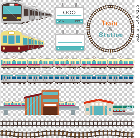 電車と駅の素材のイラスト素材