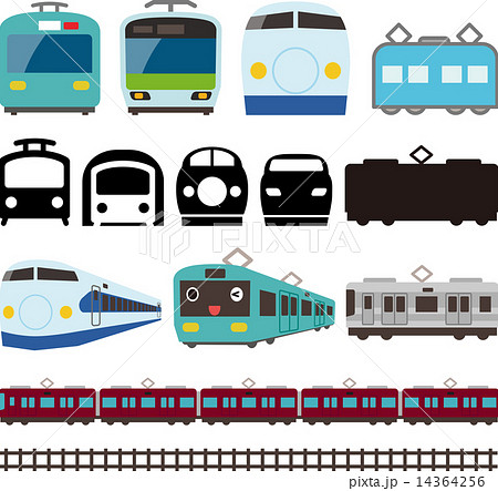 電車と新幹線のアイコンとラインのイラスト素材
