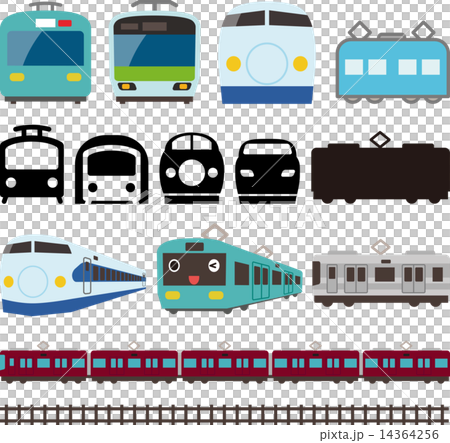 電車と新幹線のアイコンとラインのイラスト素材