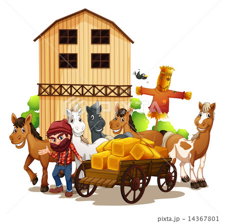 Farmer and barn Farmer and barn 14367801