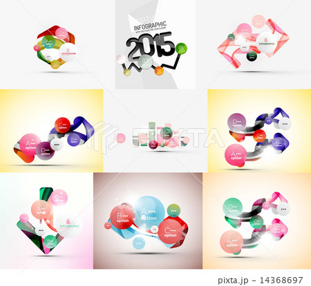 Set of paper graphic infographic modern template 14368697