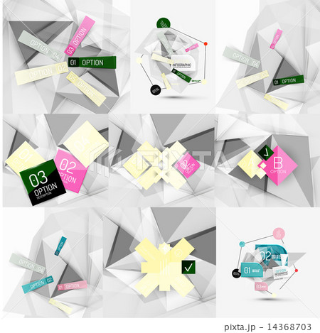 Set of paper graphic infographic modern template 14368703