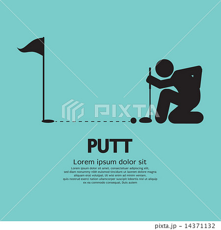 Golfer Lines Up Putt Symbol 14371132
