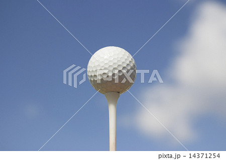 Golf ball on green tee Golf ball on green tee 14371254
