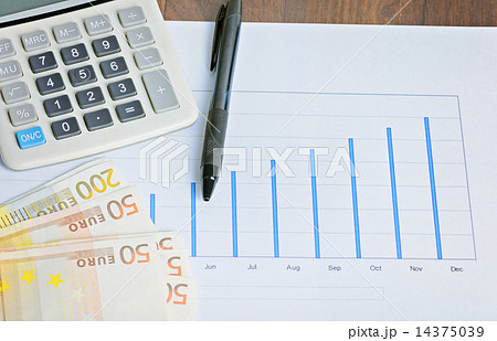 Calculator, graphyc, pen on the table Calculator, graphyc, pen on the table 14375039