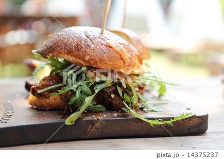 hamburger with fries and salad hamburger with fries and salad 14375237