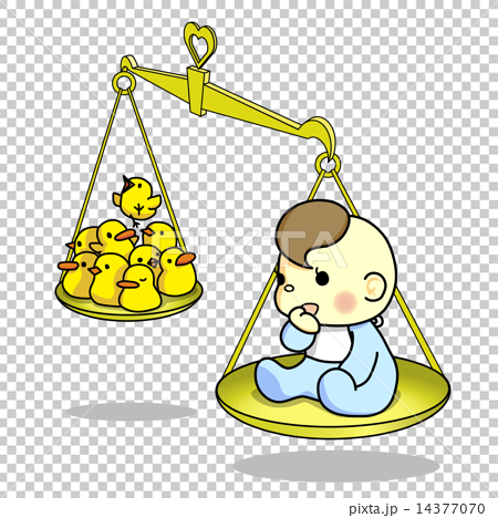 赤ちゃんの体重測定のイラスト素材