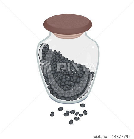 A Lot of Black Beans in Glass Bottle 14377792