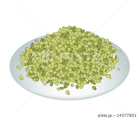 A Lot of Mung Beans on White Plate 14377801